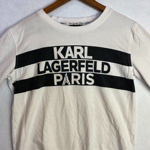 Karl Lagerfeld Shirt medium Pris Long Sleeve‎ Crew Neck Striped Graphic White